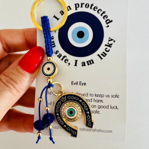 image 418 Horseshoe Evil Eye Keychain, Blue Nazar Key Ring, Good Luck Bag Charm, Gold Horseshoe Keychain Gift for Women, Turkish Evil Eye Decor
