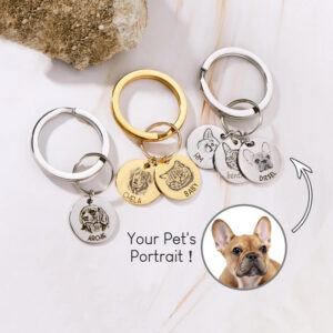 image 419 Custom Pet Portrait Keychain Pet Lover Gift Personalized Dog or Cat Memorial Gift for Kids, Unique Gift for Pet Mom