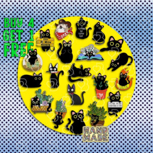 image 422 Cute Cat Enamel Pins Gift Set Black Cat Enamel Pin Cat Person Gifts Cute Cat Pin Set Kawaii Backpack Pin Collar Enamel Pins Jeans Enamel Pin